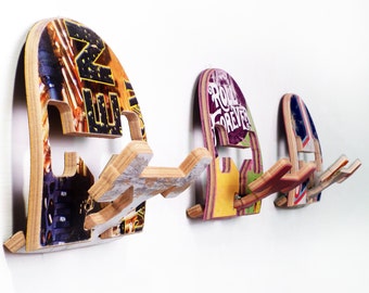 Wall or Coat Hook - Set of (3) three wall hooks. Made from Recycled Skateboards by Deckstool