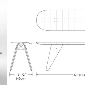 Skateboard Bench 60 Three seater. Modern Recycled Skateboard Furniture designed and handmade by Deckstool. image 5