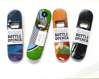 Skateboard Bottle Opener with Magnet - Made to Order - From Recycled Skateboards