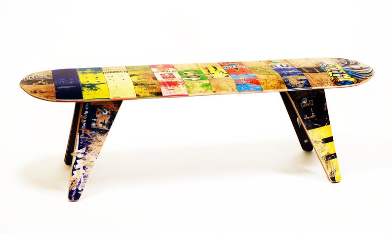 Skateboard Bench 60 Three seater. Modern Recycled Skateboard Furniture designed and handmade by Deckstool. image 2