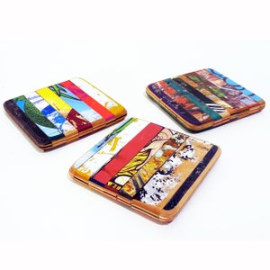 Ripped Coaster Set of 3 Three or 4 Four or 5 Five by Deckstool. Recycled Skateboards. Wood, Beer, Bright, Colorful, Fun Skater Gift image 2