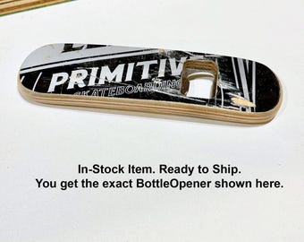 Primitive Skateboard Bottleopener with Magnet. Made from Recycled Skateboards.