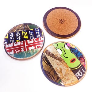 Salvamanteles de patineta reciclado: posavasos de madera hechos a mano por Deckstool