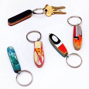 Little Skateboard Keychain or Bag Zipper Charm. Made from Recycled Skateboards by Deckstool.
