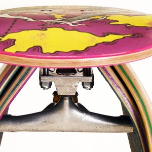 Deckstool 18 Recycled Skateboard Stool Single Stool Free Shipping Worldwide. Cool skateboarder or reclaimed material design gift. image 2