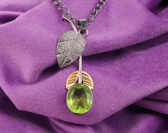 Colgante de peridoto verde, colgante de plata de ley 925, colgante de piedra preciosa facetada, colgante de piedra natal de agosto, collar con colgante, regalo de aniversario