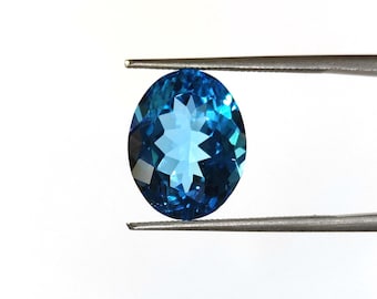 AAA+ Quality Natural Blue topaz Faceted Gemstone 13X10 MM 100% Natural Swiss Blue Topaz Loose Oval Gemstone for Jewelry Making Gemstone Gift