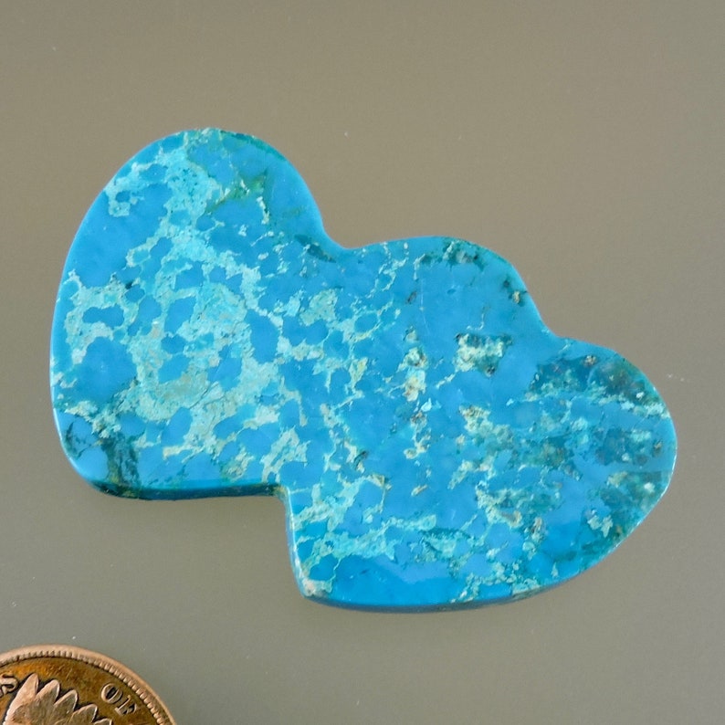 Designer Turquoise Double Heart Cananea Turquoise Cabochon C3028 Hand Cut by 49erMinerals Cananea Turquoise Double Heart Cab