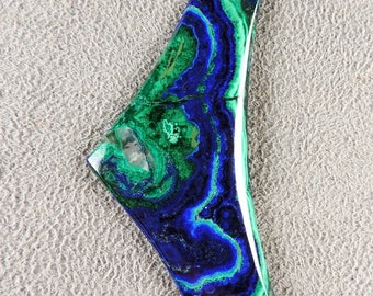 Azurite and Malachite Cabochon, Morenci Azurite and Malachite Cab, C6630, Hand Cut by 49erMinerals