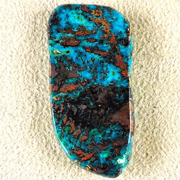 Arborescent native copper in chrysocolla cabochon Chrysocolla Copper Cab, Copper Chrysocolla Indonesia, C5915, Hand Cut from 49erMinerals