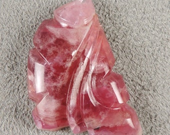 Cobalto Calcite Cabochon, Translucent Raspberry Cab, Sculpted Raspberry Cab, C6586, Hand Cut by 49erMinerals