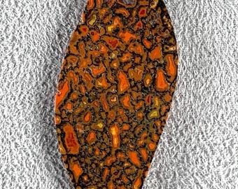 Cabujón de hueso de dinosaurio fósil rojo y amarillo / Piedra preciosa de Utah / Tallado a mano por 49erMinerals / C6870