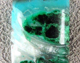 Gem Chrysocolla with Malachite Cabochon, Gem Silica with Malachite Cab, Gem Chrysocolla Miami Arizona, C6609,  Hand Cut by 49erMinerals