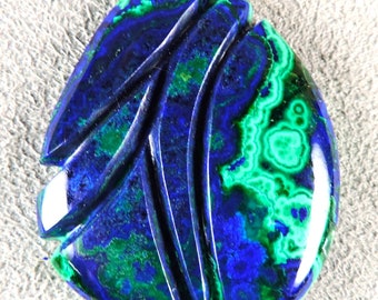 Azurite and Malachite Cabochon, Morenci Azurite and Malachite Sculpt, C6641, Hand Cut by 49erMinerals