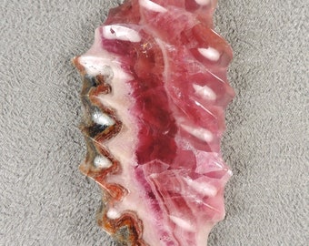 Cobalto Calcite Cabochon, Translucent Raspberry Cab, Sculpted Raspberry Cab, C6526, Hand Cut by 49erMinerals