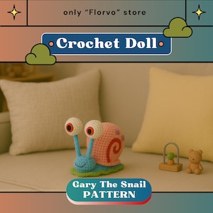 Gary the Snail Crochet Pattern PDF | Amigurumi Spongebob Pet Plush | Digital Download | Kawaii Snail Doll | Beginner Friendly Pattern