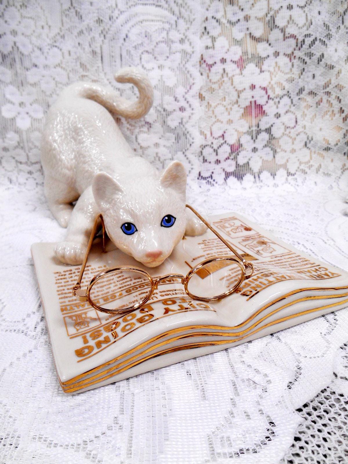 Lenox Cat Figurine - Etsy