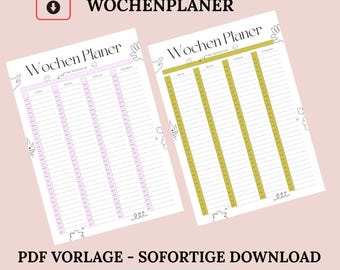 Weekly planner 4 pages | To-do list for family | Weekly plan to print | Digital download | PDF weekly overview | PDF template