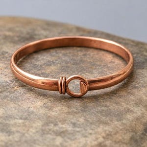 Handmade Solid Copper Cuff Bracelet, Hook Clasp Bangle