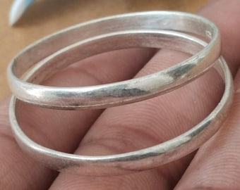 Handmade Sterling Silver Bangle Set of 2, Minimalist Stacking Bracelets