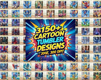 3150+ Cartoon Tumbler PNG Bundle | 20oz Straight Wraps for Sublimation | 300 DPI Instant Download | Digital Cup Designs