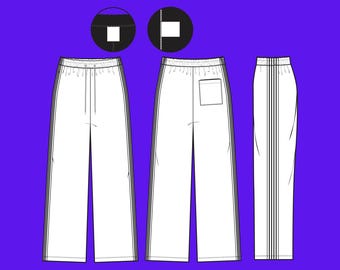 Wide Leg Track Pants Mockup – JPG PNG PDF | Streetwear Vector Template