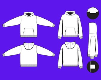 Regular Fit Hoodie Mockup – JPG PNG PDF | Editable Streetwear Template
