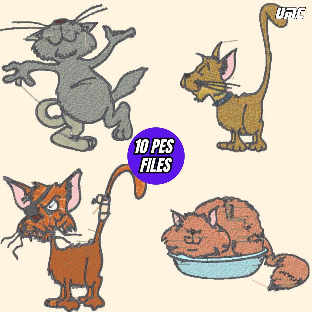 Cat Machine Embroidery Designs Bundle | 10 PES Files (instant Download ...