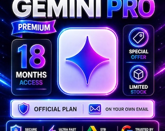 Abbonamento Gemini AI Pro di 18 mesi: intelligenza artificiale avanzata, ricerca approfondita, 5 TB di spazio di archiviazione e strumenti di produttività.
