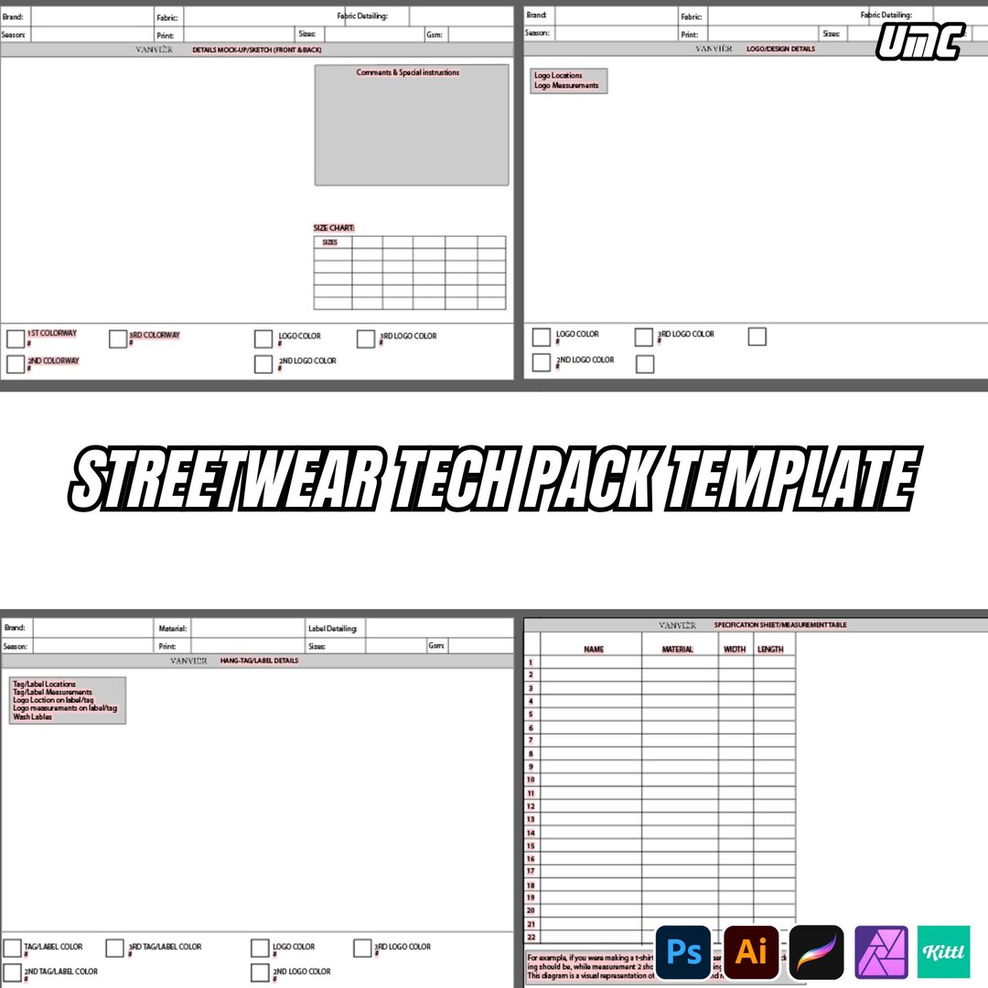 Editable Tech Pack Template for Clothing Design | Fashion Specification ...