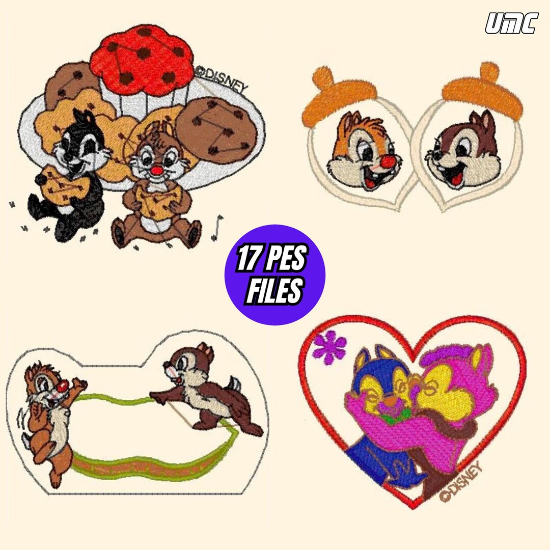 Chip and Dale Embroidery PES Files Bundle – 17 Designs (PES, JPG, Size ...