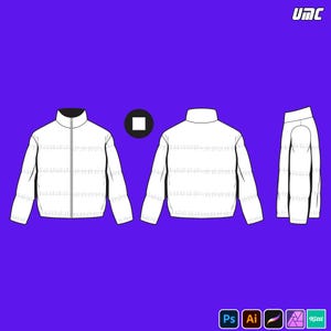 Zip Puffer Jacket Mockup – Streetwear Template JPG PNG PDF | Editable Winter Outerwear Design File