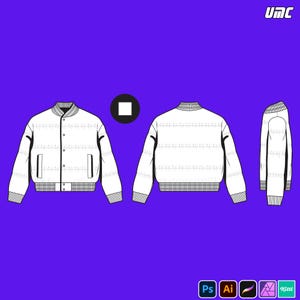 Cropped Varsity Puffer Jacket Mockup – Streetwear Template JPG PNG PDF | Editable Jacket Design