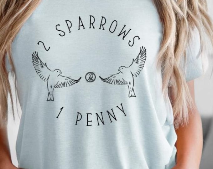 Featured listing image: Christian Sparrow Tee | Matthew 10 Scripture tee, Women teen Gift, Casual Wear, Bible T-shirt, Unique Graphic T-Shirt