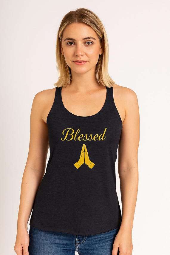 Blessed Women's Racerback Tank, Yoga Top, Inspirational Apparel, Casual Summer Wear, Gift for Her, Relaxed Activewear