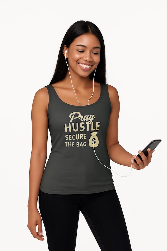Pray Hustle Secure the Bag, Motivational Workout Tank, Fitness Tank,  Gym Top, Inspirational Gift, Activewear for Women