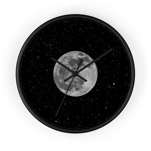 Moon Wall Clock - Celestial Decor, Bedroom Clock, Cosmic Gift, Space-Themed, Home Accent, Unique Timepiece