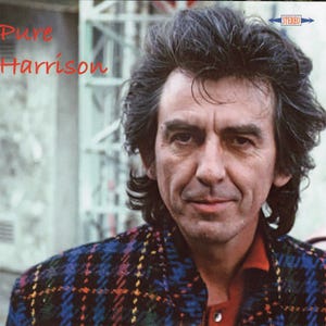 May include: Album cover featuring a portrait of a man with dark hair wearing a plaid jacket over a red shirt. The text "Pure Harrison" is in red script. A blue arrow with the word "STEREO" is in the upper right corner.