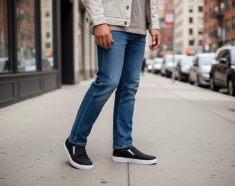 Leopard Mentality Black Slip-On Shoes | Men’s Canvas Sneakers