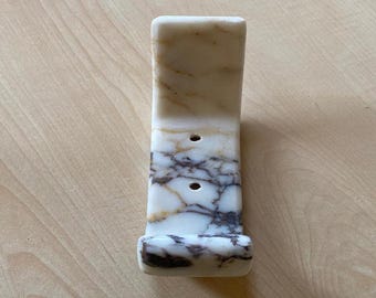 Calacatta Viola Marble Wall Hook, Hand-Carved Stone Hanger