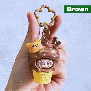 Monster Labubu Eiscreme Schlüsselbund, Mini Labubu Monster Schlüsselbund, niedlicher Labubu Schlüsselbund, Kawaii Labubu Zubehör, Labubu Liebhaber Geschenk, Labubu Puppe