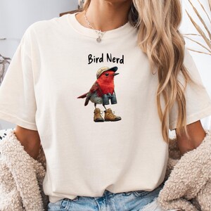 Bird Nerd T-Shirt, Twitcher Tee, Gift for Bird Lover or Birder, Birdwatching Hobby, Bird Watcher Apparel, Ornithology, Bird with Binoculars