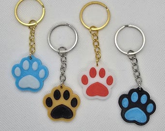 3D Printed Paw Keychain Gold or Silver Keyring