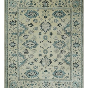 Oushak Rug Turkish Pattern  Hand Knotted 8x10, 9x12, 10x14, Woollen Traditional And Vintage Antique Oushak Wool Area Rug For Living Room