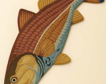 Handmade Tufted Wool Fish Rug: Whimsical Nursery & Playroom Decor