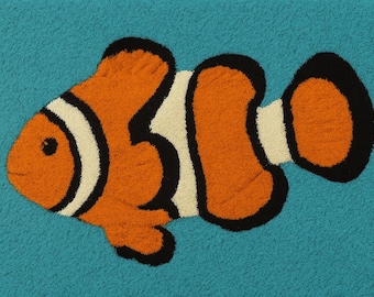 Handmade Wool Dolphin Rug: Coastal Nursery Decor, Kids Playroom Carpet