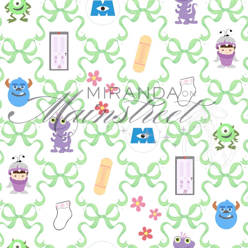 Disney Pixar Monster's Inc. Seamless Digital Print, Pattern Theme, PNG ...