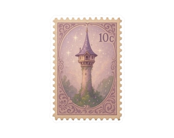 Rapunzel Kiss-Cut Vinyl Decal: Tangled Tower Vintage Stamp