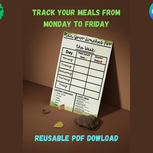 Kids School Lunch Planner Printable – Weekly Lunchbox Organizer | Digital Download Meal Plan | Lunch Prep Sheet for Parents & Kids