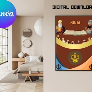 Sikh Gurus Poster | 11 Gurus of Sikhism Wall Art | Spiritual Sikh Print | Sikh History Decor | Sikh Faith Gift